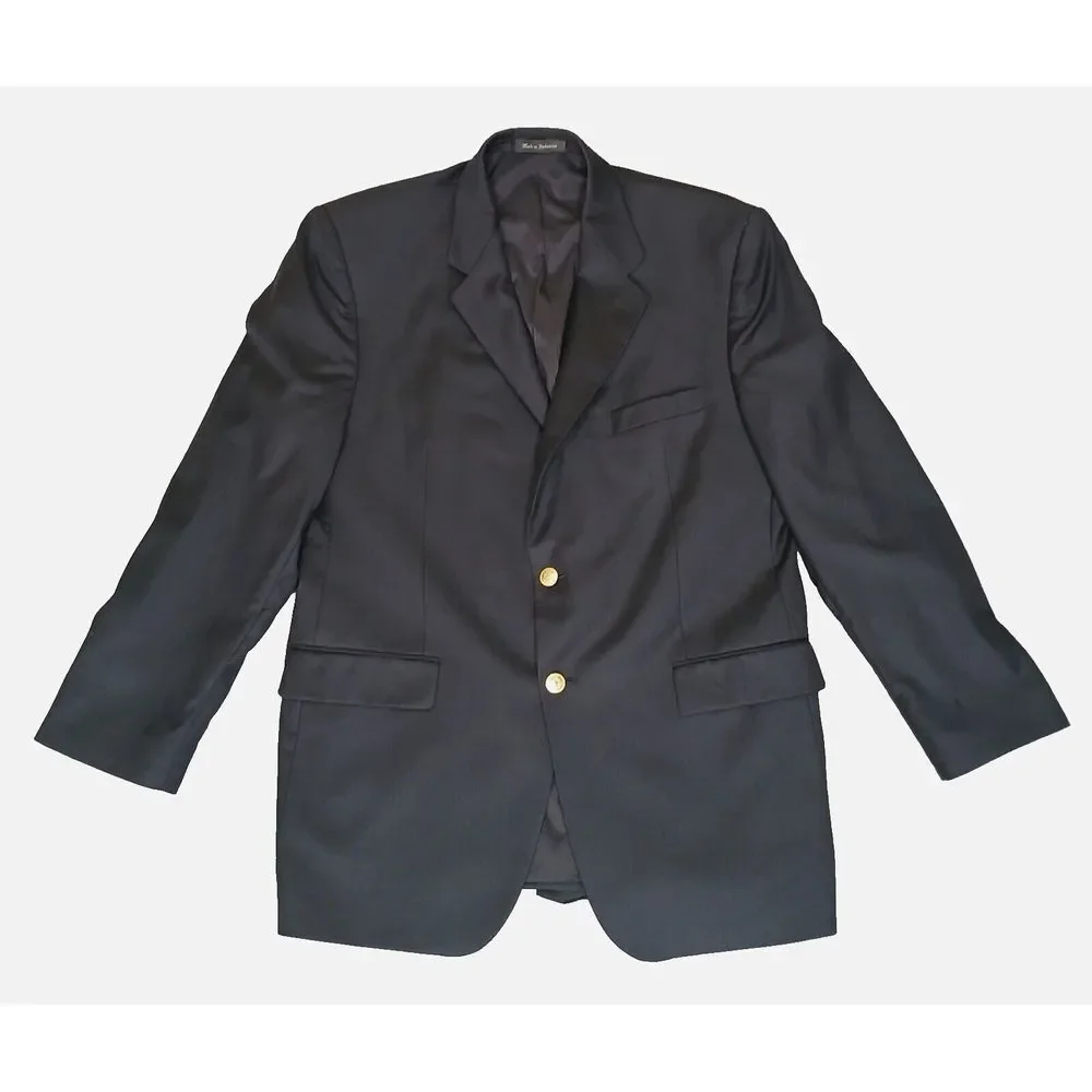 Ralph Lauren Sport Jacket Mens Navy Blue Wool Blazer Gold Button Size 44L
